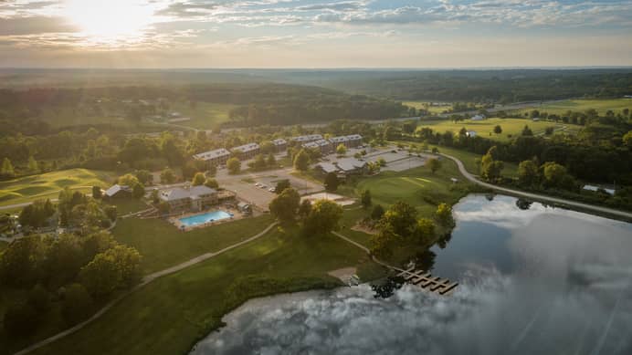 Aerial view of Timber Creek Resort in De Soto, MO